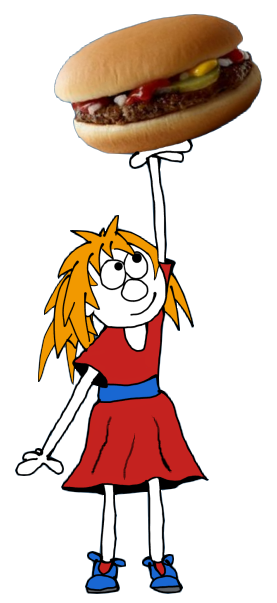 Hamburger held aloft by flutegirl to talk about file management